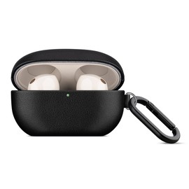 LOPIE Leather Case Compatible with WF-1000XM5, Handcrafted Fully-Wrapped Nappa Leather Case for Sony Earbuds WF1000XM5 Cover (2023), Protective Hard Cover with Keychain for Women/Men- Black