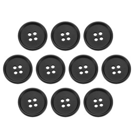 HARFINGTON 10pcs Resin Sewing Button, 20mm 3/4-Inch 4 Holes Round Pattern Flatback Buttons for Coat, Suits, Clothes Garment & DIY Crafts, 2#Black