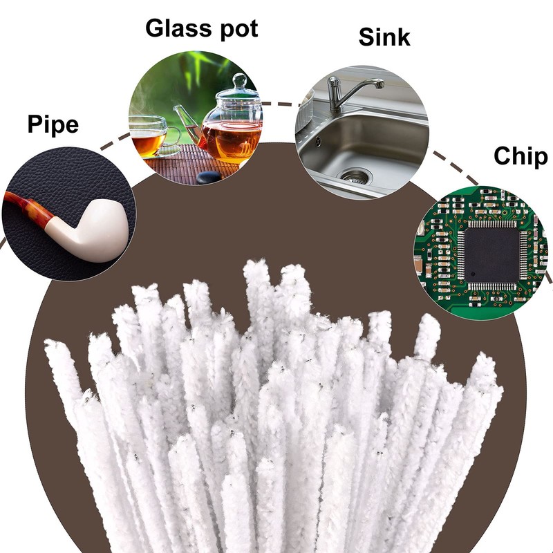 50 Pack White Pipe Cleaners Flexible Strong Suitable for Smoking