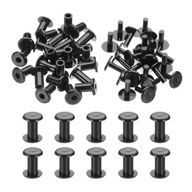 PATIKIL M5x10mm Plastic Binding Post, 24 Sets Plastic Chicago Screws Binding Screw Rivet Post Press-on Buckle for Leather Scrapbook Photo Albums, Black