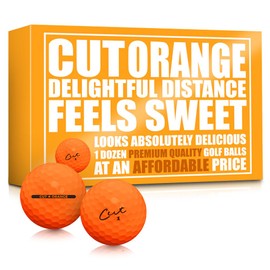 Cut Golf - Soft Feel Peak Distance Golf Balls - One Dozen Decreased Ball Spin - Improved Accuracy, Green Side Control, Distance, Ball Flight, Visibility - Matte - Orange Golf Balls