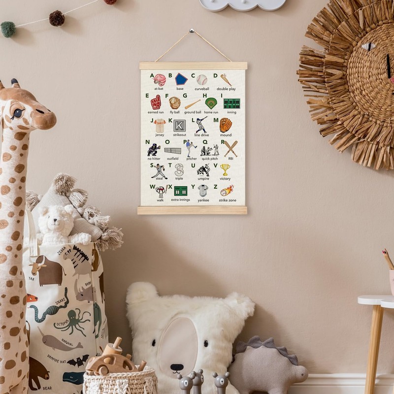 RYYCDOI Baseball Alphabet Nursery Wall Decor, Baseball Alphabet Learning Wall