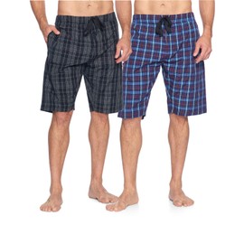 Ashford & Brooks Calzoncillos tipo bóxer para hombre con diseño de cuadros tejidos, Negro/Gris/Blanco - Azul/Borgoña, Large
