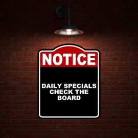 DAILY SPECIALS CHECK THE BOARD Notice Red Black Aluminum Composite Sign 8.5 x 10 inches