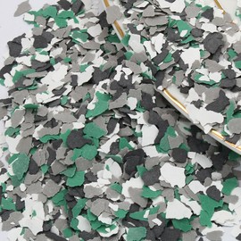 Biaungdo 360G/0.79Lb Decorative Blend Color Chips,Epoxy Flakes Blend Paint Flakes Concrete Floor Coatings Decorative Chips for Garage Floor Paint Interior Exterior Walls(Green/Black/Gray/White)