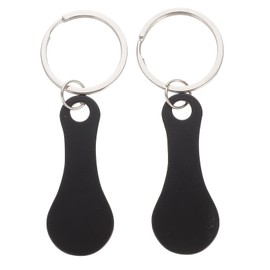 GANPUB 2Pcs Black Stainless Steel Shopping Trolley Token, Metal Coin Holder Couple Key Chain DIY Shopping Cart Token, Wine Bottle Opener Bag Pendant,Office Furniture and Accessories