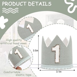 Agvgaza Simple 1st Birthday Party Crown - Classic First Birthday Hat, Unisex One Birthday Decor for Photo Props (Sage green)