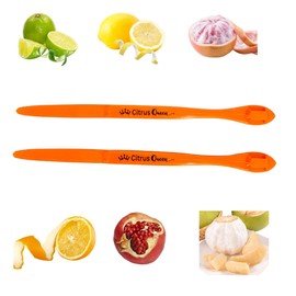 Citrus Queen 2-Pack Orange Peelers – Easy Citrus Remover Tool Set, Plastic Orange and Lemon Peel Cutter, Fruit Skin Remover, Kitchen Gadget and Vegetable Slicer