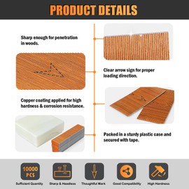 KAMSIN P612 Headless Pin Nails, 23 Gauge 1/2'' (12mm) Leg Length, Copper Coating, 10,000 PCS/Box, Pin Nails & Fasteners for Pneumatic Pin Nailer Air Pin Nail Gun