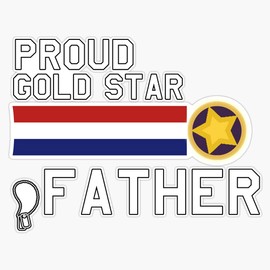 HOF Trading Gold Star Father (Proud Military Family) Vinyl Sticker Waterproof Decal Laptop Wall Window Bumper Sticker 5"