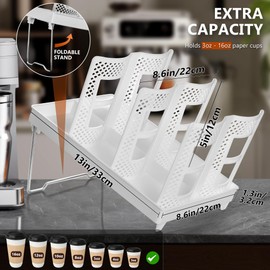 wymulot 6-Slot Paper Cup and Lid Holder, Disposable Coffee Cup Dispenser, Upright Paper Cup Dispenser for Coffee Stations, Kitchens, Bars, Restaurants, Lounges (White)