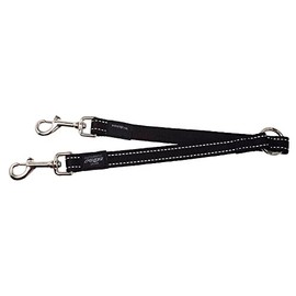 Rogz Classic Dual Use Double Split Dog Lead with Reflective Stitching Black Large
