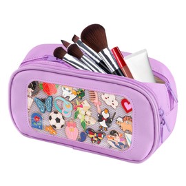 TIFFYONEK Cosmetic Travel Bags For Women, Pin Display Ita Bag Small Makeup Bag Leather Cosmetic Organizer Teen Girl Sleepover Party Toiletries Bag Birthday Christmas Gifts, No Pins, Light Purple