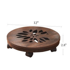GZQWDC Wood Plant Stand Indoor,Plant Caddy with Lockable Wheels,Pot Stand,Rolling Plant Stand with Casters，Plant Dolly with Wheels ,Heavy Duty Plant Stand with Wheels