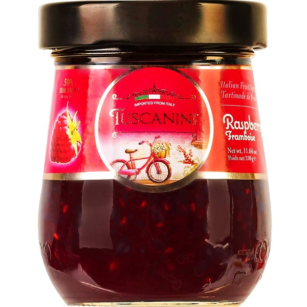 Tuscanini Premium Italian Raspberry Preserves, 11.64 oz Jar, Spreadable Fruit Jam, No High Fructose Corn Syrup, No Preservatives, Non GMO, Gluten Free