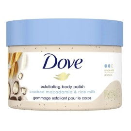  Dove Exfoliante Corporal con Leche de Macadamia y Arroz  Nutre, Suaviza e Ilumina Tu Piel – 298g