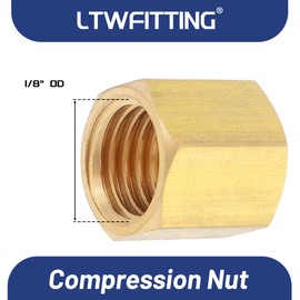 LTWFITTING 1/8-Inch Brass Compression Nut,Brass Compression Fitting(Pack of 150)