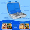 MaMix Stainless Steel Kids Lunch Box, 3 Compartments Leak-Proof Bento