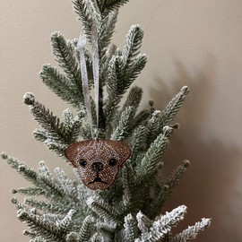 Popfizzy Bling Bulldog Christmas Ornaments 2024, Holiday Christmas Decoration, Rhinestone Christmas Tree Ornament