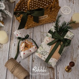 Ribbli Moss Green Velvet Ribbon Double Faced 1 Inch 10-Yard Spool Green Ribbon Use for Christmas Tree Ornaments Gift Wrapping Wreath Decoration Wedding Boutonnieres