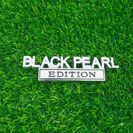 Pair Set Black Pearl Edition Emblem 3D Letter Fender Tailgate Badge Decal Sticker Nameplate for Universal Vehicle, Car, Truck, SUV Motorcycle Accessories (Silver Black)