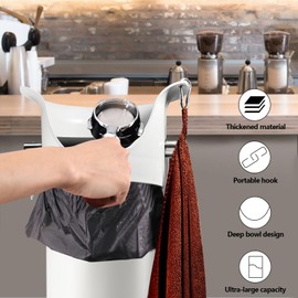 Gliery Knock Box for Espresso Grounds, Commercial Floor Standing Barista Style Absorbent Knockbox with Removable Non-Slip Base, Coffee Grind Collection Dump Bin,White