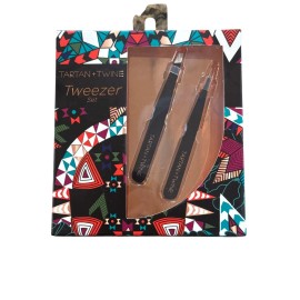 Tartan + Twine 2pc Set TARTAN + TWINE Tweezers One Slanted & One Pointed Stainless Steel Black