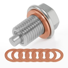 Magnetic Drain Plug M14x1.5 with 8 Washers Copper Drain Plug Stainless Steel for Car Motorcycle Boat Magnetic Oil Pan Screw