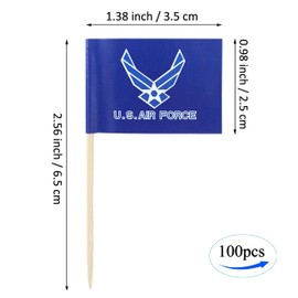 JBCD US Air Force Wings Toothpick Flag Mini Small Cupcake Topper Flags, 100 pcs