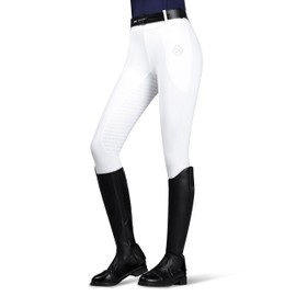 GemRebel Women's Full Seat Riding Tights Thickened Horse Riding Pants Schooling Tights Equestrian Breeches White Small