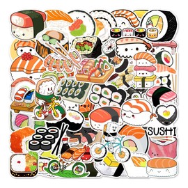 Sushi Comida Japón Cute Cultura 50 Calcomanías Stickers PVC Vs Agua Stickers Variados Sin Repetir Impermeables Removible Diseños Únicos para Electrónicos, Laptops, Termos, Celulares