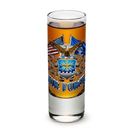 Erazor Bits US Air Force USAF Double Flag Air Force Glass with Logo Set of Shooter Shot Glass with Logo (2oz)