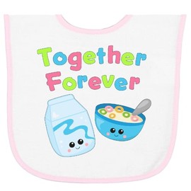 inktastic Together Forever- Milk and Cereal Baby Terry Cloth Bib White and Pink 2823e