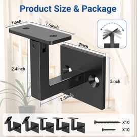 XMZ-ddup 5 Pack 304 Stainless Steel Adjustable Swivel Handrail Bracket for Staircase , Square Stair Railing Bracket for Decking & Fencing