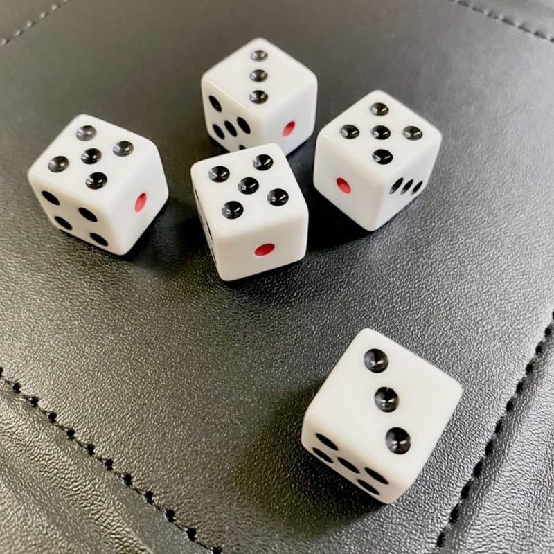 XSAJU Dice 16mm 6-Sided Set of 5 with Velour Velvet