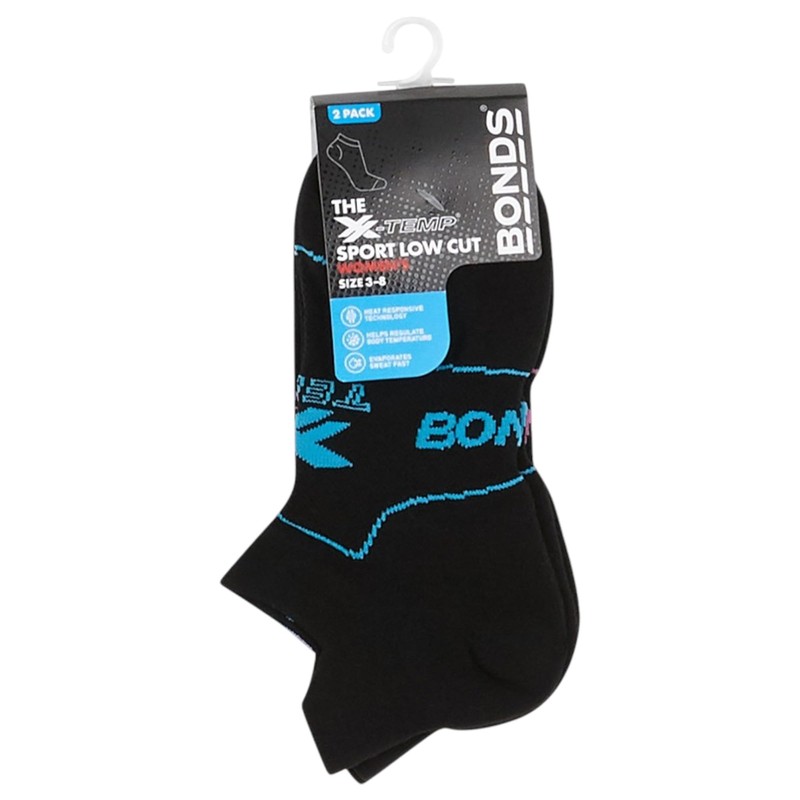 2 x Womens Bonds X-Temp Sport Max Low Cut Black