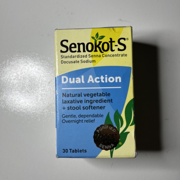 Senokot-S Dual Action Natural Vegetable Laxative 30 tabs total 12/2024