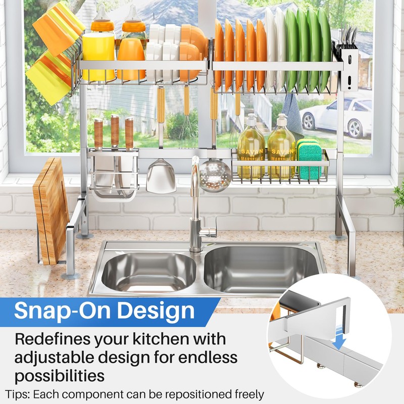 Over The Sink Dish Drying Rack - Adjustable Dish Rack