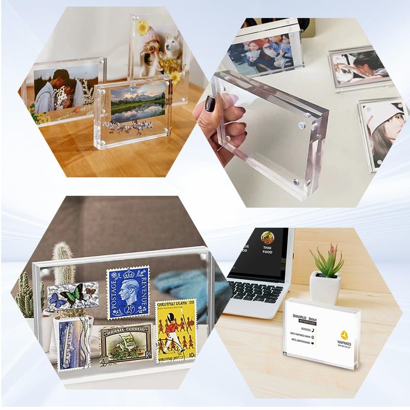 Adboros 2.5’‘x3.5’‘ Acrylic Picture Frames, 16 Pack Small Acrylic Magnetic