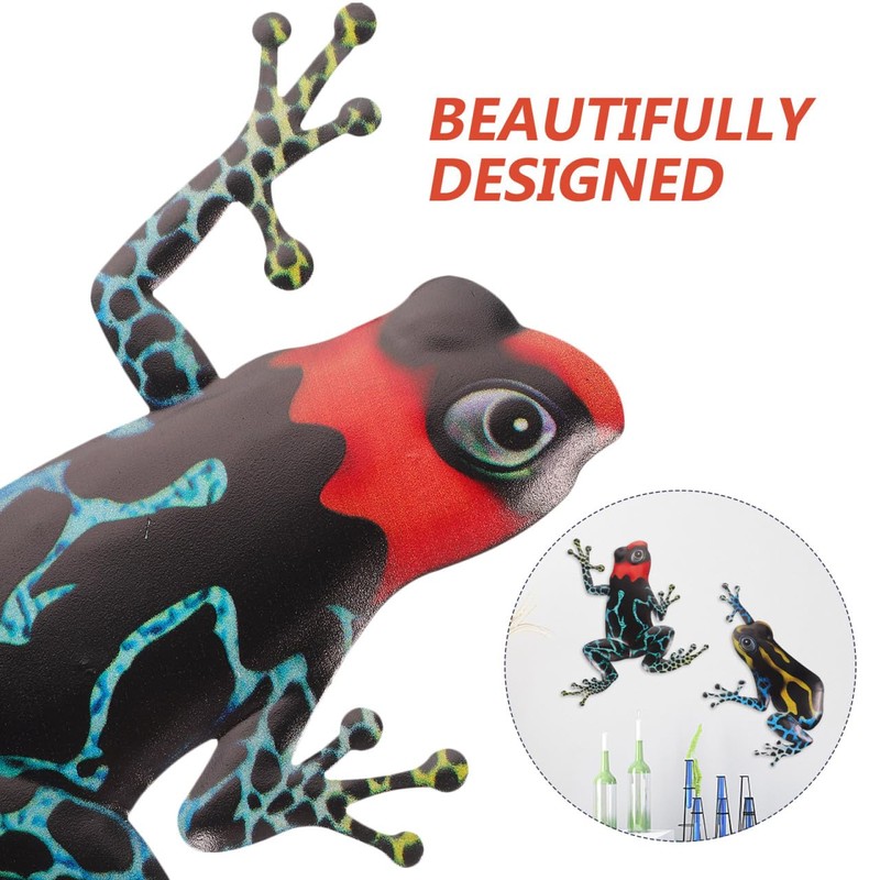 2Pcs Blue Iron Frogs Wall Decor - Creative Hanging Art