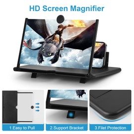 18" Screen Magnifier for Cell Phone -Fanlory 3D HD Magnifying Projector Screen Enlarger for Movies, Videos and Gaming – Foldable Phone Stand with Screen Amplifier (白色, 18英寸)