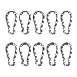 Carabiner SUS 304 Stainless Steel Spring Hook, Small, Key Holder, Multifunctional Carabiner, Outdoor, Trekking, Stainless Steel, Strong (M4 x 10 Pieces)