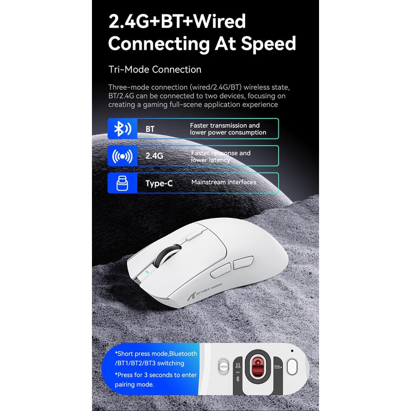 ATTACK SHARK X1 Ultralight Wireless Gaming Mouse with Magnetic RGB