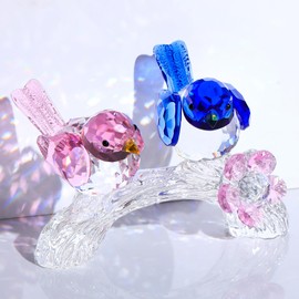 Ornalrist Crystal Couples Birds with Flowers Figurines, Wedding Married for Women Friend Parents, Birds Decor for Office Desktop Bookshelf Bedroom Home Decor