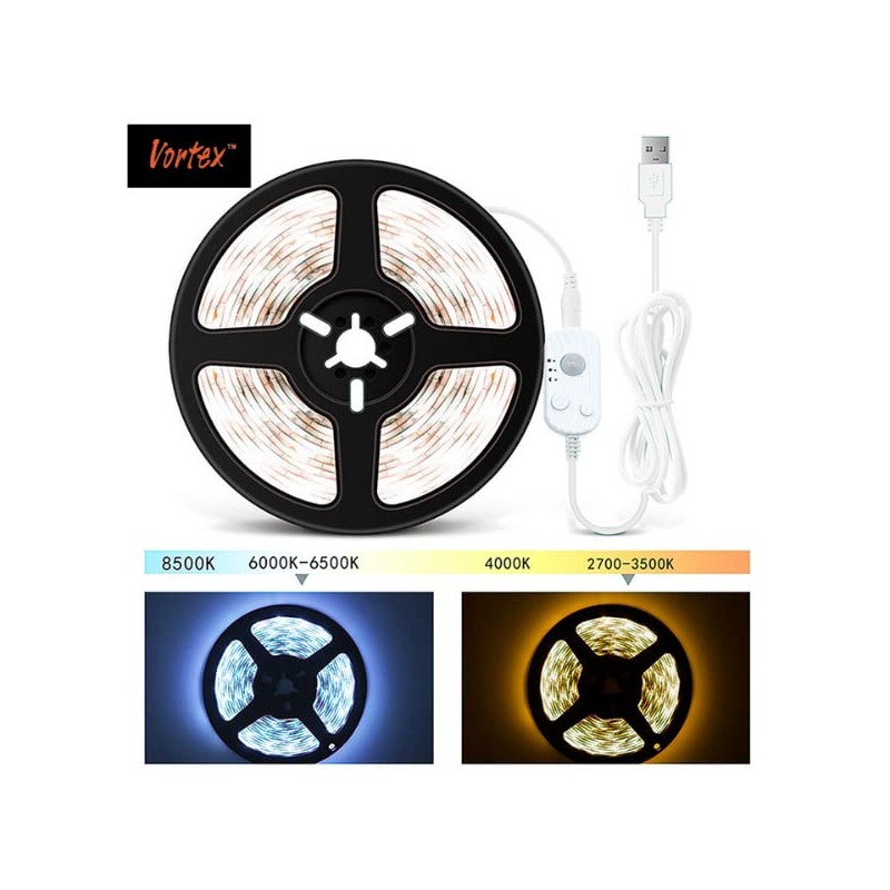 Vortex HJ-J0083C USB LED Strip Motion Sensor Cool White Dimmable