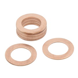 X AUTOHAUX M15 x 24mm x 1mm Copper Crush Washers Car Flat Sealing Plate Gaskets Rings 10pcs