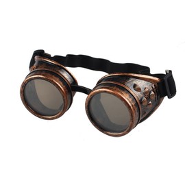 Sannysis Vintage Style Steampunk Goggles Welding Punk Glasses (Red)
