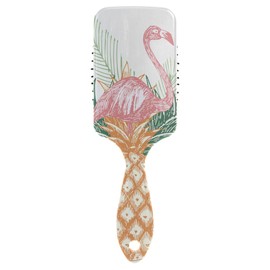 Hair Brush for Women and Girls, Vintage Pink Flamingo on Pineapple Hair Brush, Air Cushion Comb for Long, Thick, Curly, Wavy, Dry or Damaged Hair, Reduce Hair Rub