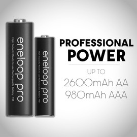 Eneloop Panasonic BK-3HCCA6BA pro AA High-Capacity Ni-MH Pre-Charged Rechargeable Batteries, 6-Battery Pack