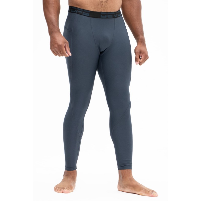 DEVOPS Men's Compression Pants Athletic Leggings (Large, Black/Charcoal/Navy)